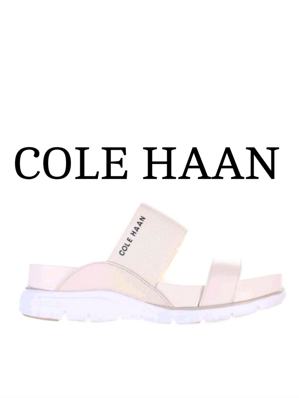 Cole Haan White Elastic Strap Sandal Zg Double Bnd Ivory Sandal 8.5